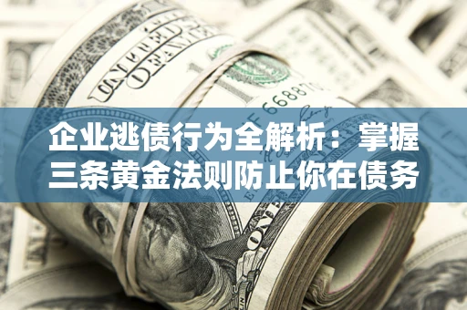 武汉企业逃债行为全解析：掌握三条黄金法则防止你在债务乱局中“踩雷”